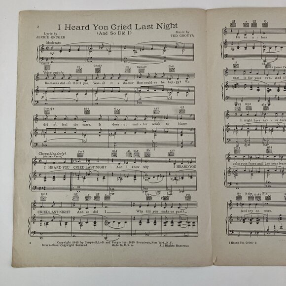 1940s Vintage Sheet Music Come Rain or Come Shine Mercer, Crosby, Frankie Laine - Picture 15 of 16